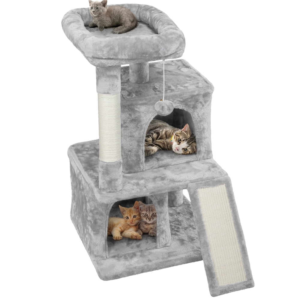 Alden Design 36" Cat Tree with Condo and Scratching Post Tower, Dark Gray