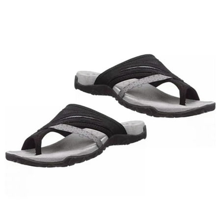 

ZYmall 1 Pair Women Flip Flops Casual Anti-slip Rubber T-Strap Open Toe Comfort Sandals for Beach