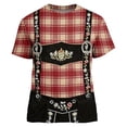 thumbnail image 7 of XIAOCHA Reddish Plaid Oktoberfest Suspender Graphic T Shirt For Women Crew Neck Short Sleeve Party Top, 7 of 7