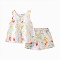 thumbnail image 4 of TOWED22 Toddler Girls Outfits 2pcs Sweet Sleeveless Top and Shorts Lovely Sets Summer Clothes Baby Infant Tank Tee Cotton Clothing(Yellow,5-6 Y), 4 of 4