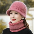 thumbnail image 2 of WMTBSRSW 2-Pieces Winter Hat Scarf Set, Knit Warm Beanie Hat with Brim Fleece Lined Neck Warmer Slouchy Visor Hats Scarf for Women, 2 of 7