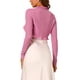 thumbnail image 3 of INSPIRAR CHIC Suéter Corto de Cuello con Volantes Elegante para Mujeres, Abierto, Tejido, Color Rosa M, 3 of 6