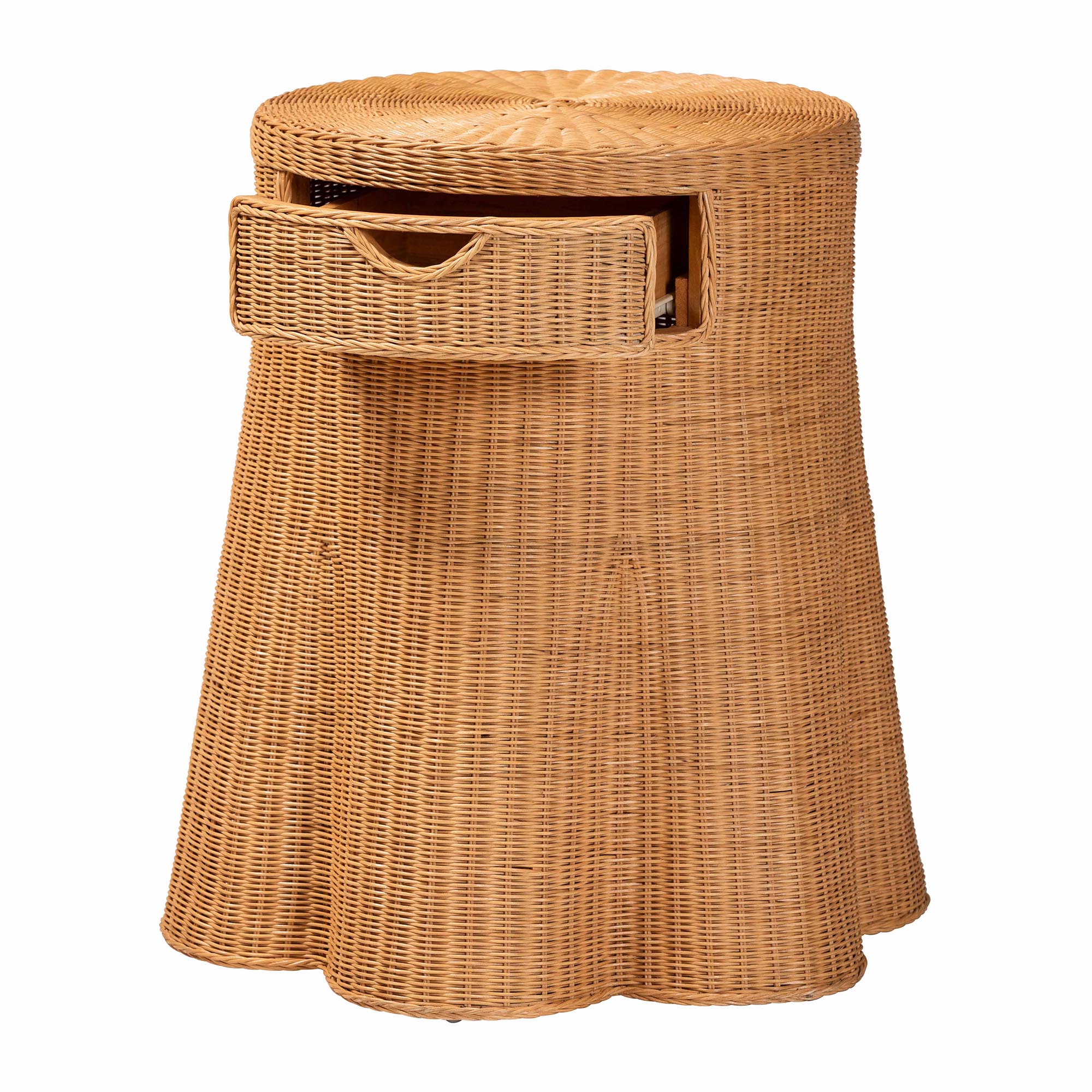 bali & pari pari Boho Console Table, Round, Light Honey