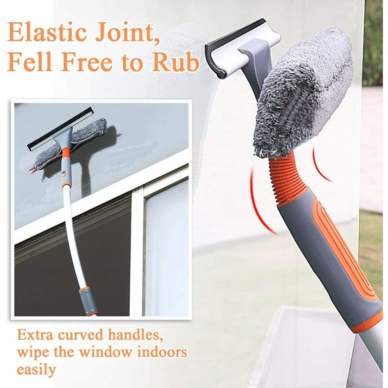 eazer Squeegee Window Cleaner 2 in 1 Rotatable Window Cleaning Tool Kit  with Extension Pole, 62'' Telescopic Window Washing Equipment with Bendable  and Adjustable Head for Indoor/Outdoor Car Glass