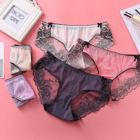 

qolati Womens Sexy Lingerie Underwear Invisible Seamless Bikini Lace Brief Plus Size Half Back Coverage Panties