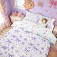 thumbnail image 3 of Meiyoeat Dreamy Bow Flower Twin Bedding for Women Girls, Lavender Purple Cherry Blossoms Duvet Cover Set, Colorful Star Reversible, 1 Duvet Cover and 1 Pillowcase (No Comforter), 3 of 6