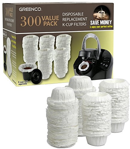 GreenCo 300 Disposable Replacement K-Cup Paper Coffee Filters - Compatible with Keurig K-Cup Coffee Machines