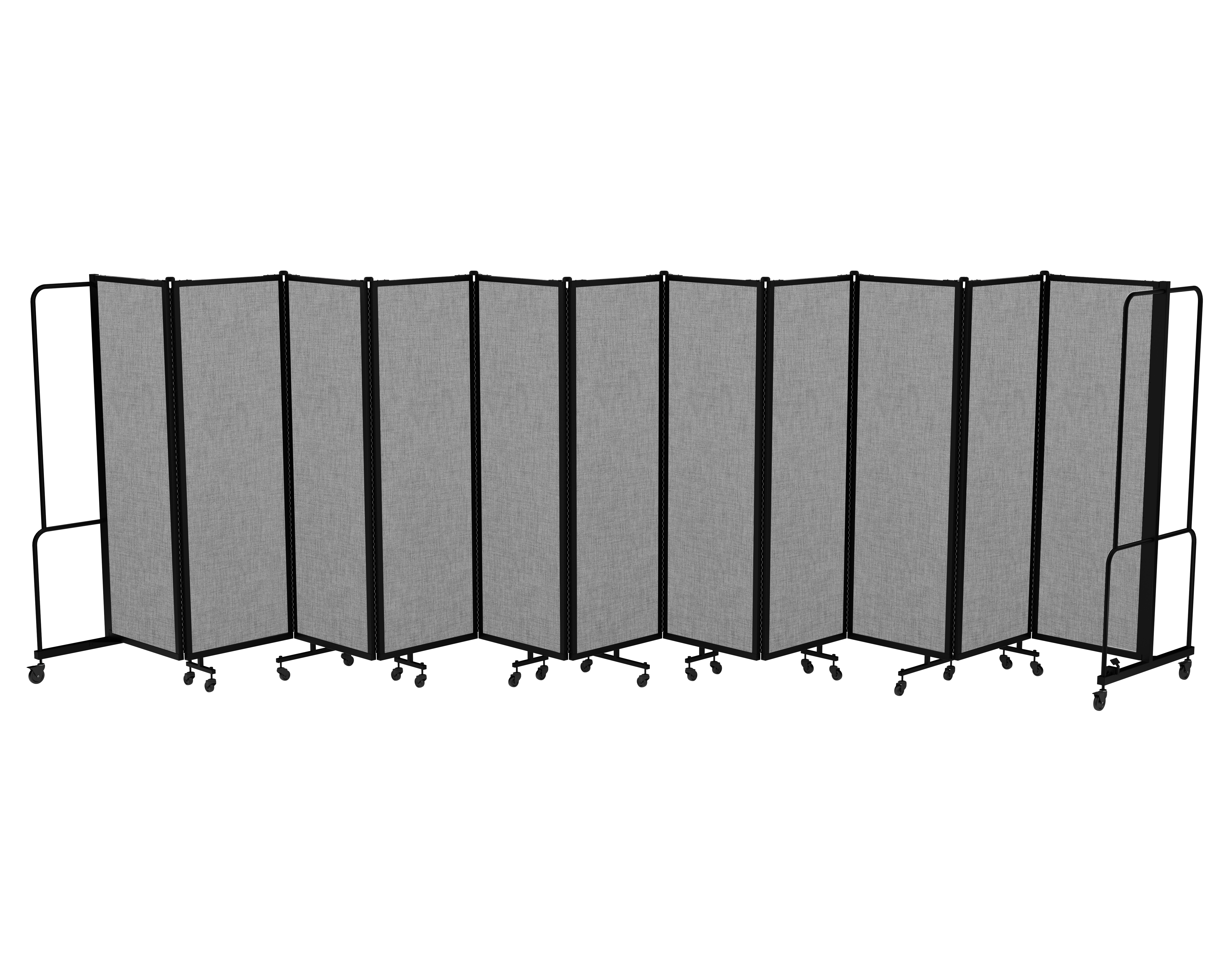 Hampden Furnishings Otis Collection Portable Room Divider, 11 Grey Panels, Black Frame