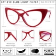 thumbnail image 3 of Classic Gothic True Cat Eye Frame Blue Light Filtering Computer Glasses / Red, 3 of 7