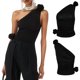 thumbnail image 5 of Gibobby Top corto sin espalda para mujer, camisola fruncida, camiseta sin mangas, Mini chaleco Vintage de , un hombro(Negro,G), 5 of 5