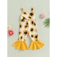 thumbnail image 2 of Bagilaanoe Toddler Baby Girl Jumpsuit Sleeveless Floral Print Romper Overalls 6M 9M 12M 18M 24M 3T Kids Long Flared Pants Summer Outfits, 2 of 9