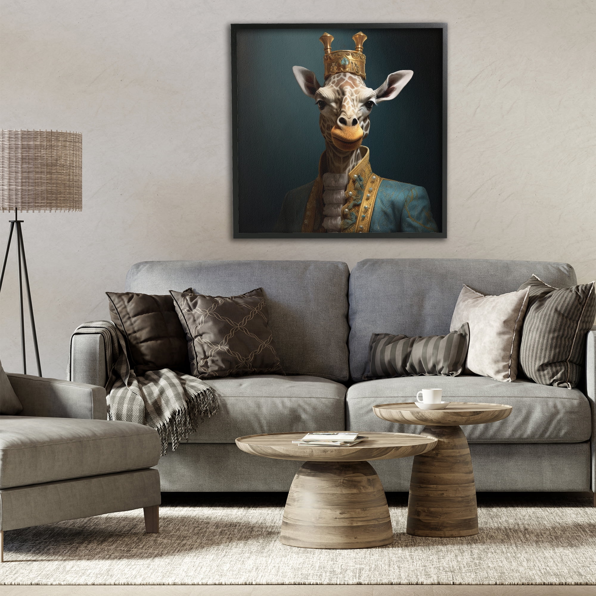Stupell Industries Giraffe Gaze in Regal Crown Black Framed Giclee Art, design by Lazar Studio