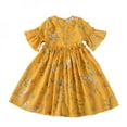 thumbnail image 4 of Summer Baby Girls Dress Casual Flower Infant Cute Floral Short Sleeve Dresses Pageant Sundress Yellow 140, 4 of 5