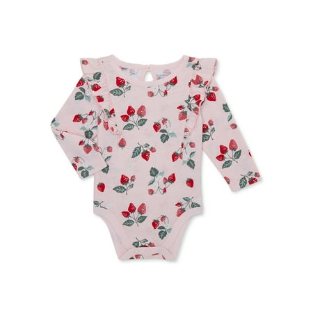

Garanimals Baby Girl Print Bodysuit with Ruffle Long Sleeves Sizes 0M-24M