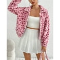 thumbnail image 2 of Womens Long Sleeve Jacket Coat for Womens Zip Up Warm Winter Heart Pattern Print High Collar Jacket Causal Wear Cogild, 2 of 7