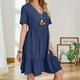 thumbnail image 3 of Vestido Gchanao casual de verano con cuello en V y manga corta para mujer, 3 of 3