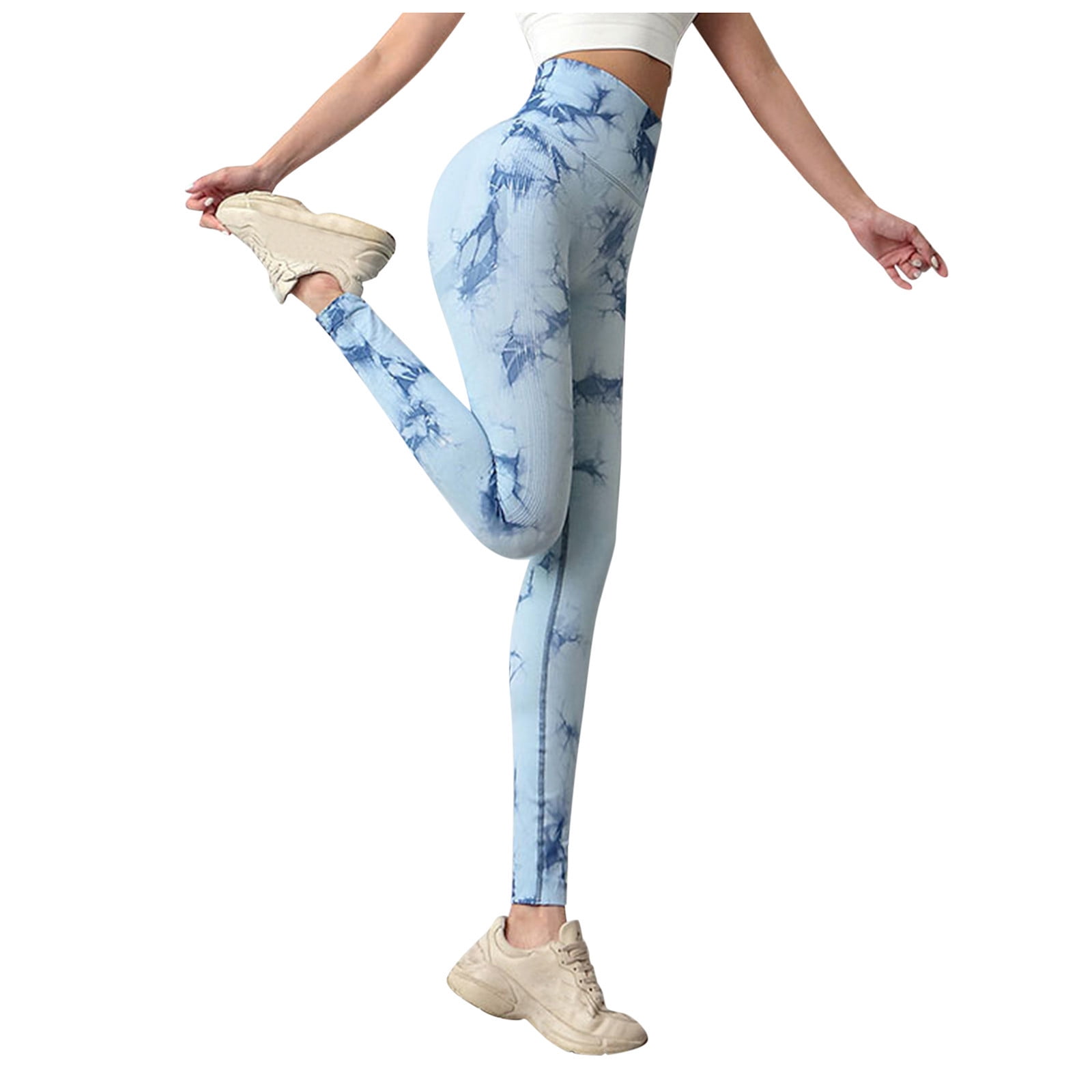 Aayomet Fitness Running Hip-lifting Pants Sports Women's Yoga High-waist Yoga  Pants Seamless Yoga Pants for Women (Blue, L) 