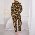thumbnail image 5 of Kll Gold Glitter Leopard Print Women'S Long Sleeve Pajamas With Pants Sleepwear Loungewear 2 Set-Large, 5 of 9