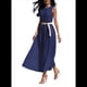 thumbnail image 3 of Vestido de Verano Vintage para Mujer, Holgado, Sin Mangas, , Cuello Redondo, Color Liso. Azul Oscuro L, 3 of 6