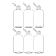 MoYo Natural Labs 8 oz Boston Round Travel Bottles, Empty Travel Containers with Flip Caps, BPA Free PET Plastic Refillable Toiletry/Cosmetic Bottle (Pack of 6, Clear)