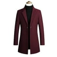 thumbnail image 2 of IYTR Mens Woolen Coat Long Sleeve Jacket Zipper Lapel Fashion Woolen Overcoat Jacket with Pocket Solid Color Wine XXL, 2 of 5