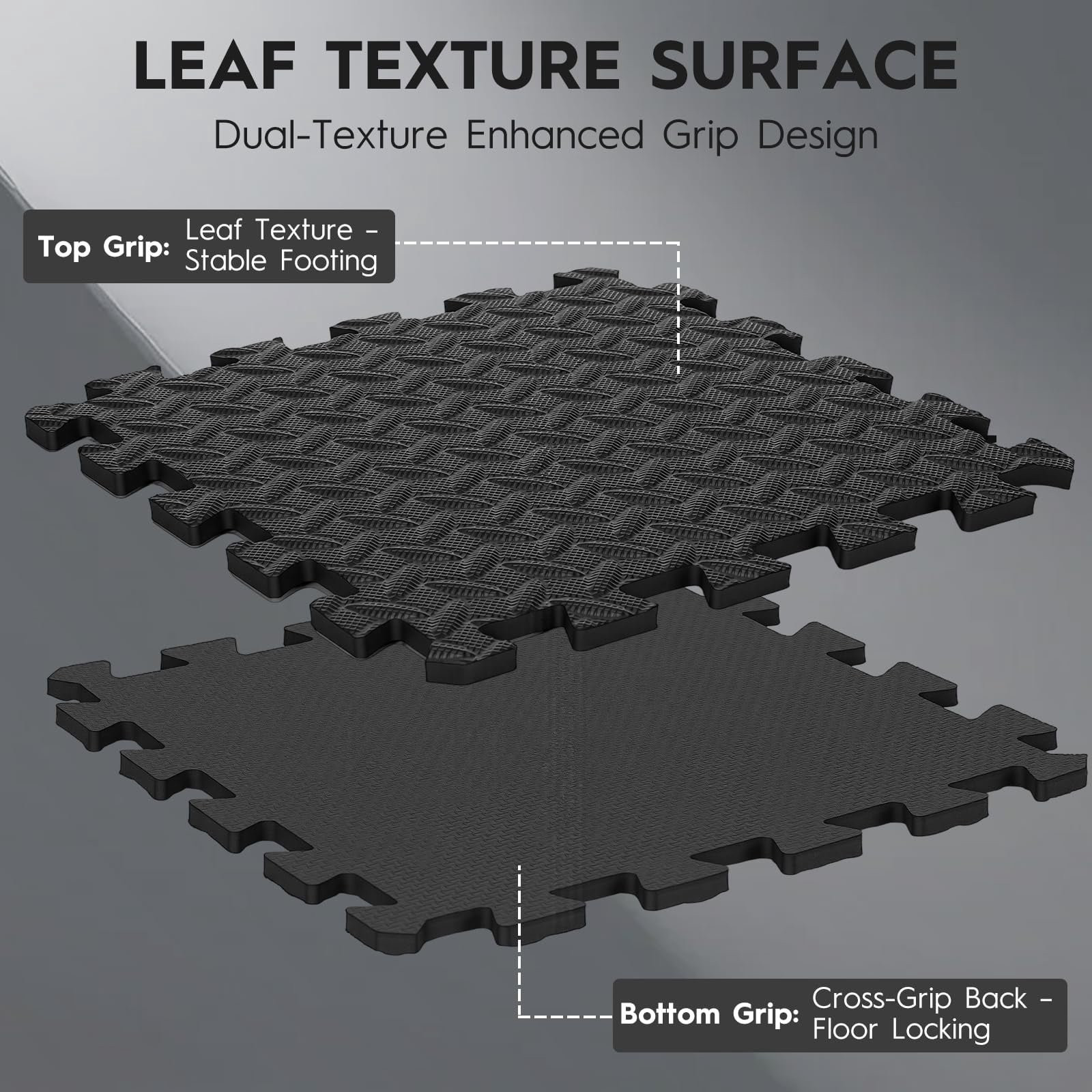 18 Tiles Puzzle Exercise Mat, EVA Interlocking Foam Floor Tiles, Non-Slip, Protective, Water-Resistant Flooring for Home Gym & Workout Equipment, 12.6" x 12.6" x 0.4", 18 Sq Ft