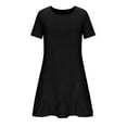 thumbnail image 5 of cocolona Womens Summer Plus Size Dress Crew Neck Short Sleeve Ruffle Flowy Mini Dress Fashion Casual Loose T-shirt Dress, 5 of 6
