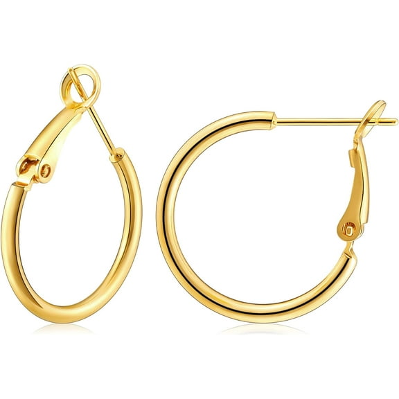 Gold Hoop Earrings for Women 14K Gold Electroplated, 925 Genuine Sterling Silver Post hoops for Women[f511]