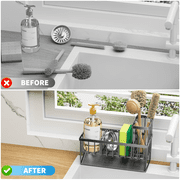 Cisily Kitchen Item Sink Caddy Kitchen Organizer, Sponge Holder For Kitchen Sink, Drain On An Incline Kitchen Sink Organizer,Rust-Resistant Metal Black Sink Caddy,Sink Caddy With Brush Holder
