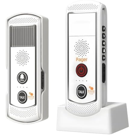 Wireless Solar-Powered Long-Range Intercom Doorbell, White with Black Buttons, Supports 16 Connections, USB Charging, for Homes and Buildings$$Building Supply
