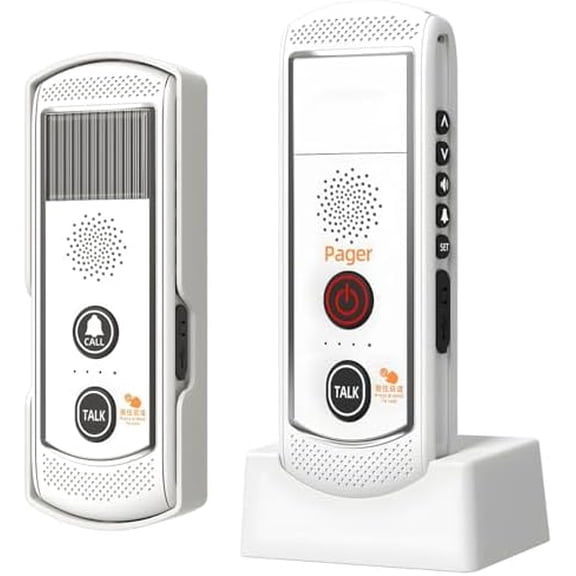 Wireless Solar-Powered Long-Range Intercom Doorbell, White with Black Buttons, Supports 16 Connections, USB Charging, for Homes and Buildings$$Building Supply