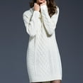 thumbnail image 4 of Blczomt Dresses for Women 2025 White Mini Plain Long Sleeve Sweater Dress Casual Knit Turtleneck Dress, 4 of 5