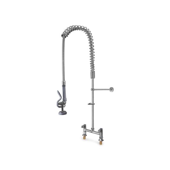 Manguera Retráctil con Pistola de Prelavado Rhino, Acero Inoxidable, 1000 PSI, Llaves Separadas Frío y Caliente, Ahorro de Agua, Uso Profesional para Cocina Industrial, MAPREC-M2S