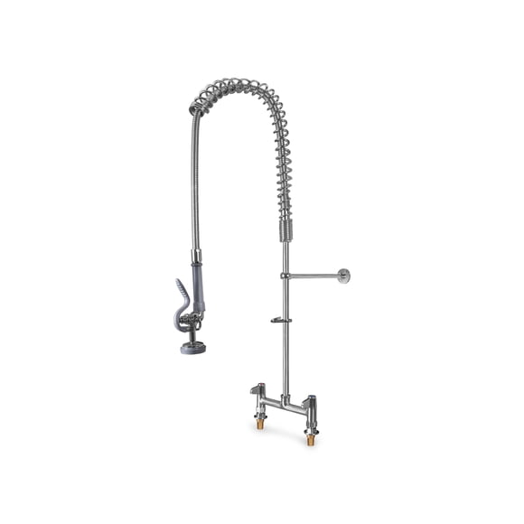 Manguera Retráctil con Pistola de Prelavado Rhino, Acero Inoxidable, 1000 PSI, Llaves Separadas Frío y Caliente, Ahorro de Agua, Uso Profesional para Cocina Industrial, MAPREC-M2S