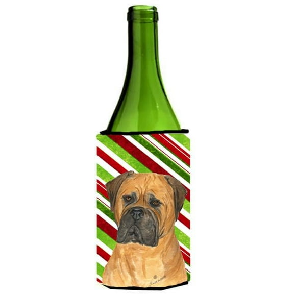 Bullmastiff Candy Cane Holiday Christmas Wine bottle sleeve Hugger - 24 oz.