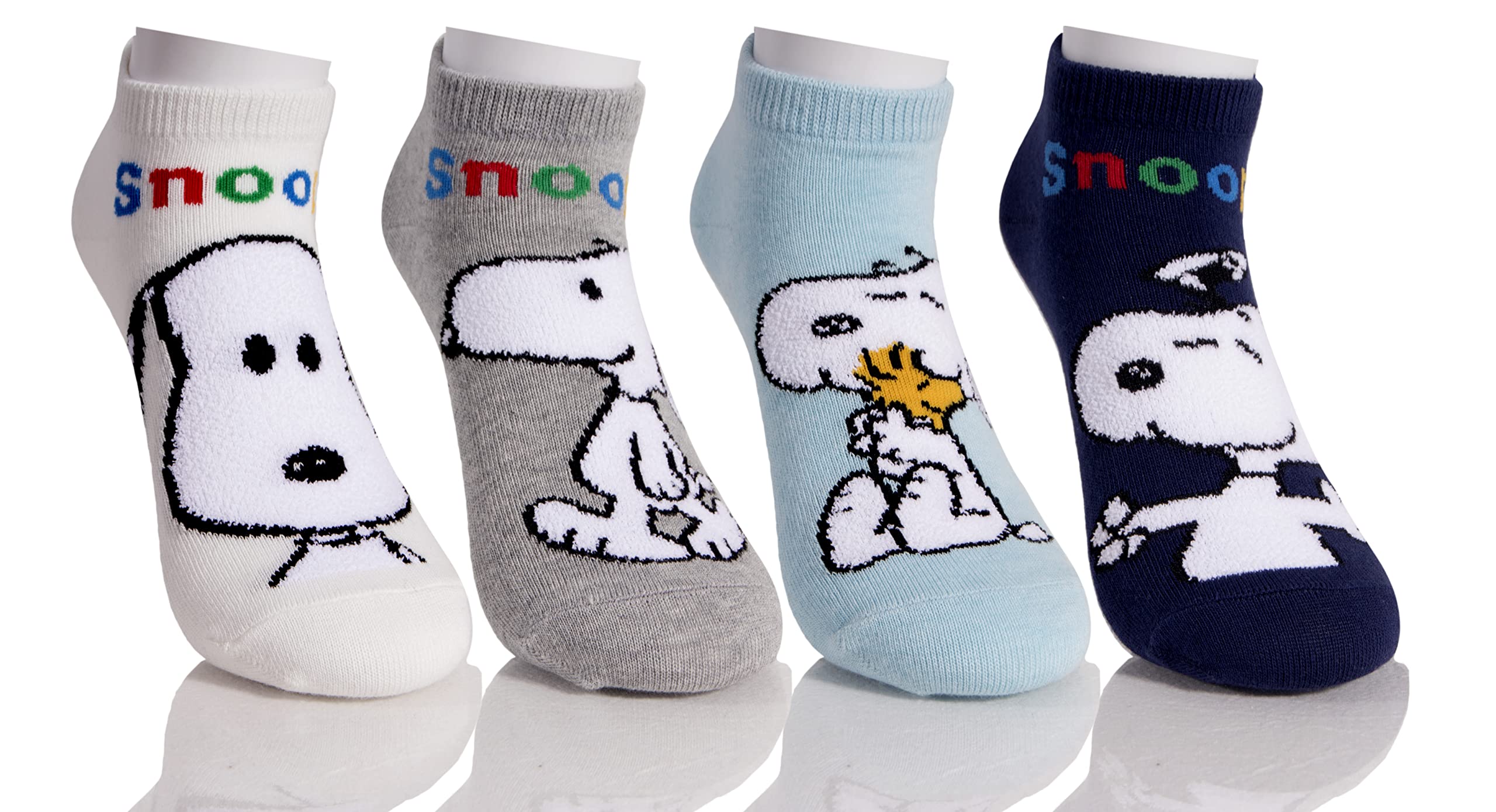 kikiya socks Basic Snoopy Character 4 Pairs Fashion Mini Crew Low Cut ...