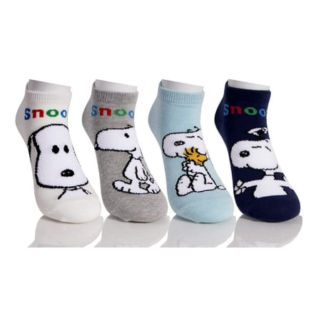

kikiya socks Basic Snoopy Character 4 Pairs Fashion Mini Crew Low Cut Ankle Socks For Kids