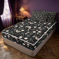 thumbnail image 3 of Homewish Wild Moth Zipper Full Size Comforter Sets with Fitted Sheet and 2 Pillowcases, Green Leaves Zipper Bedding Set, Moon Print Decor, Black Reversible, 3 of 7