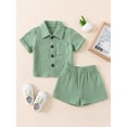 thumbnail image 2 of Bagilaanoe 2pcs Toddler Baby Boy Girl Short Pants Set Short Sleeve Shirt Tops + Shorts 3M 6M 12M 18M 24M 3T Kid Casual Summer Outfits, 2 of 9