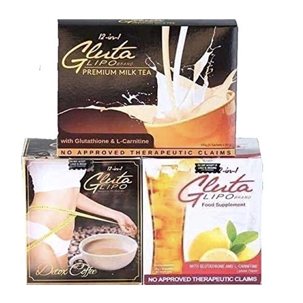 Gluta Lipo JUICE & COFFEE 10Sachets & Glutalipo MILK TEA 5Sachets (3