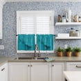 thumbnail image 5 of Teal Marble Half Window Curtain 36 Inches Long, Turquoise Marble Crack Abstract Modern Art Window Treatment Curtain Drapes, Small Tier Curtains for Bathroom Over Sink, 27.5"x36", 2 Panels, 5 of 7