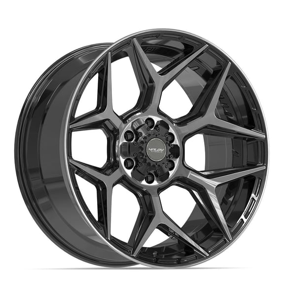 4PLAY Wheels 4P06 22 Inch Rims Fit 6x135 & 6x139.7 22x10 Gloss Black Brushed with Tinted Clear (Set of 4)