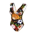 thumbnail image 4 of Yiaed Balls Print Women's Ruffled One Piece Swimsuit V Neck Swimwear Slimming Monokini for Woman-XX-Large, 4 of 8