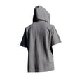 thumbnail image 5 of Mens Cotton Linen Hoodies Short Sleeve Drawstring Hooded Beach Hippie Henley Shirts Lightweight Casual Blouse Tops, 5 of 7