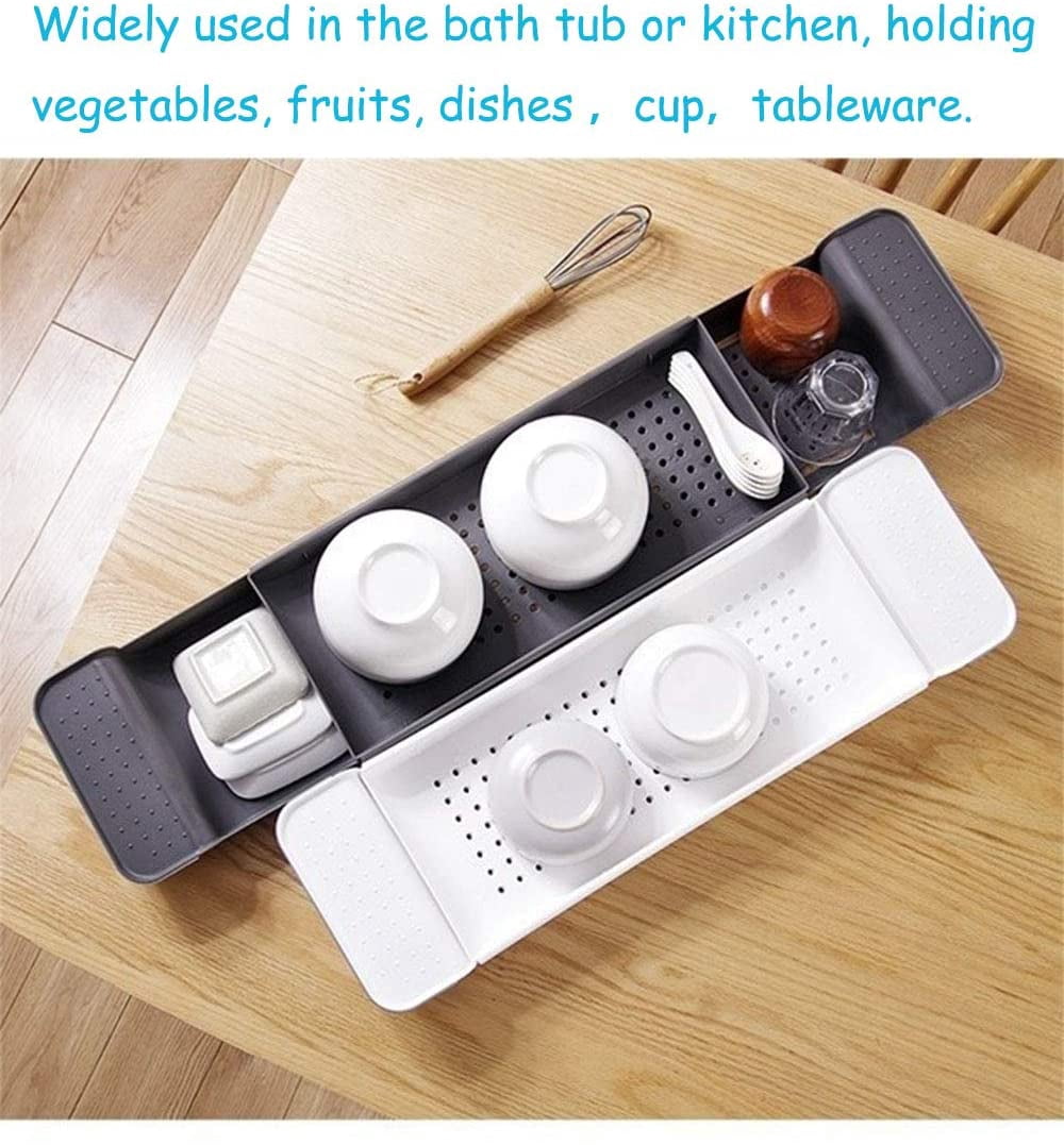 Mornenjoy Bath Tray for Tub,Bathtub Caddy Tray, Expandable Bath Tub Table Tray Bathtub Shelf Caddy Tray Bath Stand Kitchen Shelf Bathroom Bath Board Organizer Trays for Wine Book Bath Products (Grey)