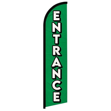 Entrance Green & White Windless Banner Advertising Marketing Flag Premium