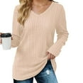 thumbnail image 2 of Bovemsi Sweaters for Women Cozy V Neck Long Sleeve Shirts Casual Fall Tops Lightweight Tunic Fashion Clothes 2024 Fall Sweaters, 2 of 5