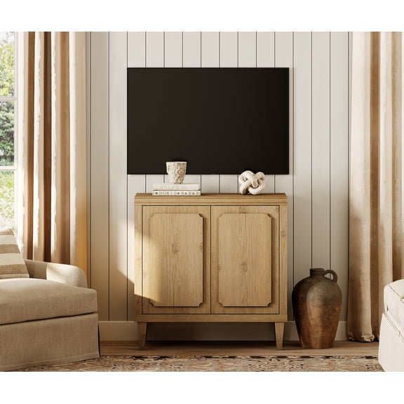 Oak Modern TV Stand for 55 Inch TVs, Wood Entertainment Center with 3 Drawers Storage for Living Room Bedroom
