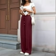 thumbnail image 6 of Womens Wide Leg Sweatpants High Waisted Baggy Pants Fashion Teen Girl Drawstring Athletic Joggers Wine Red M, 6 of 8