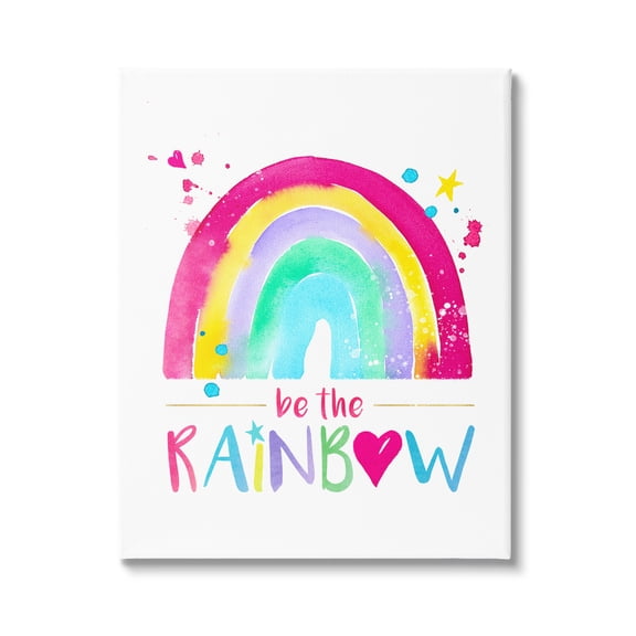 Stupell Industries Modern Rainbow Splash Inspirational Painting Gallery Wrapped Canvas Print Wall Art, 16 x 20